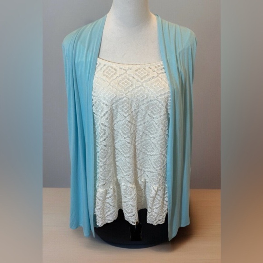 AB Studio 2-in-1 Blue & White Tunic Size L